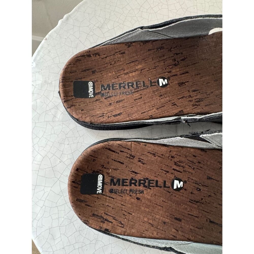 Merrell Around Town Black Leather Two-Strap Slide Sandal Casual Comfortable Sz 9 - Picture 6 of 12